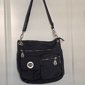Baggallini Cross Body Shoulder Purse Grey with Pink Lining